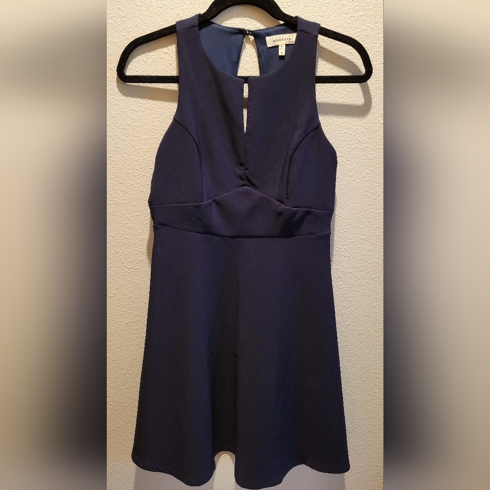 Monteau Blue Cut-out Halter Midi Dress, S